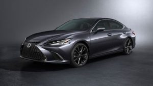 2022 Lexus ES350 hybrid sedan parked outdoors, showing front grille and sleek design
